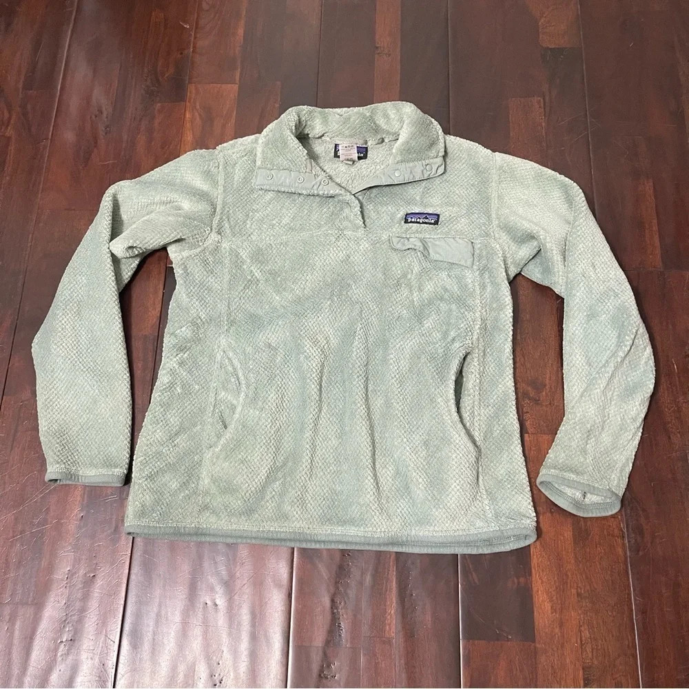 Women's Patagonia Synchilla Snap-T Re-Tool Mint Green Fleece Pullover Jacket M